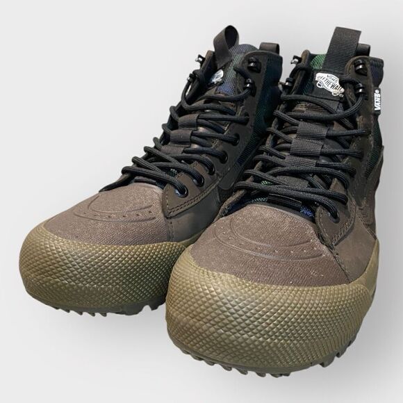 Vans Sk8-Hi Gore-Tex MTE-3 Brown Green Plaid Hiking Shoes Boots Mens size 8 New - Picture 3 of 12